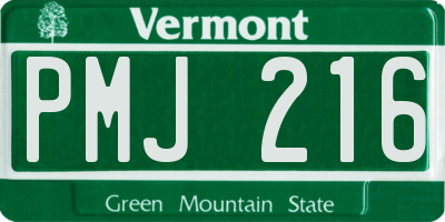 VT license plate PMJ216