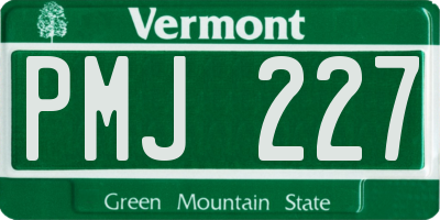 VT license plate PMJ227