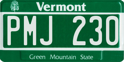 VT license plate PMJ230
