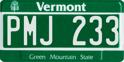 VT license plate PMJ233