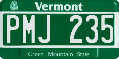 VT license plate PMJ235