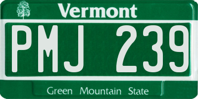 VT license plate PMJ239