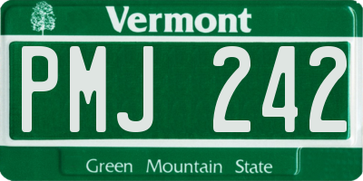 VT license plate PMJ242