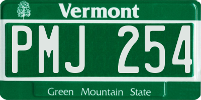 VT license plate PMJ254