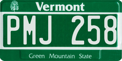 VT license plate PMJ258
