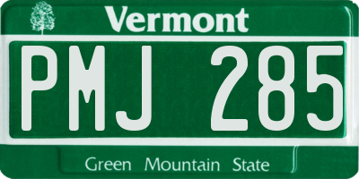 VT license plate PMJ285