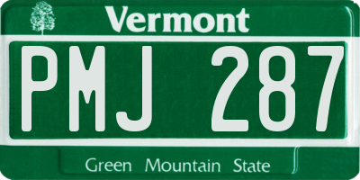VT license plate PMJ287