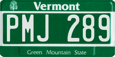VT license plate PMJ289