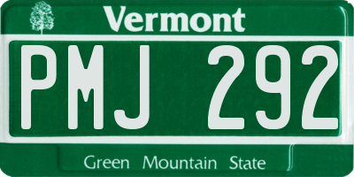 VT license plate PMJ292