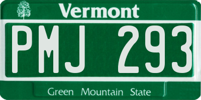 VT license plate PMJ293