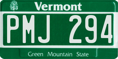 VT license plate PMJ294