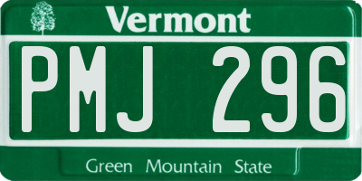VT license plate PMJ296