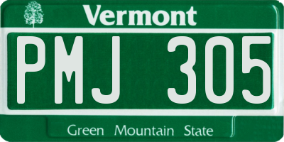 VT license plate PMJ305