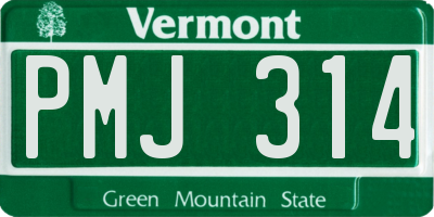 VT license plate PMJ314