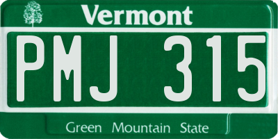 VT license plate PMJ315