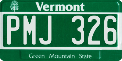 VT license plate PMJ326