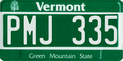 VT license plate PMJ335