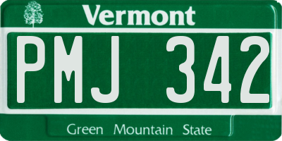 VT license plate PMJ342