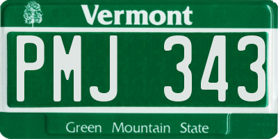 VT license plate PMJ343