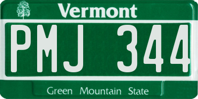 VT license plate PMJ344