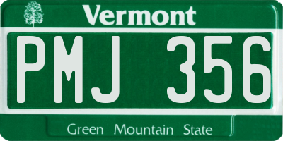 VT license plate PMJ356