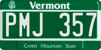 VT license plate PMJ357