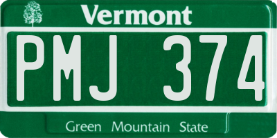 VT license plate PMJ374