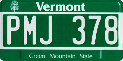 VT license plate PMJ378