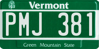 VT license plate PMJ381