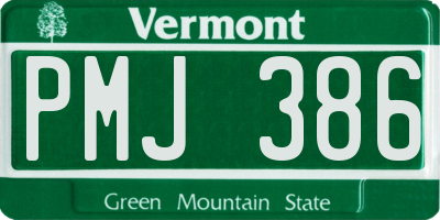 VT license plate PMJ386