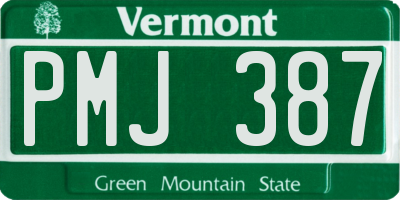 VT license plate PMJ387