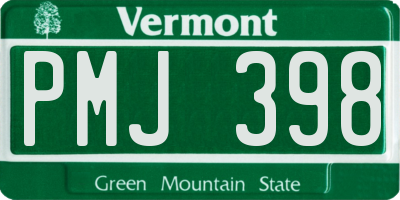 VT license plate PMJ398