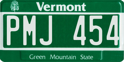 VT license plate PMJ454