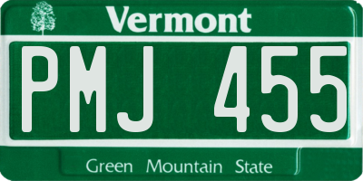 VT license plate PMJ455