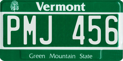 VT license plate PMJ456