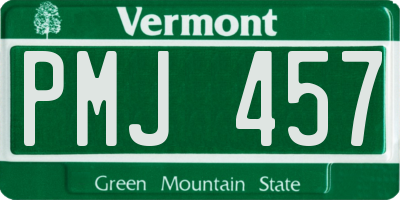 VT license plate PMJ457