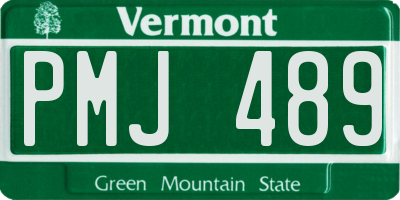 VT license plate PMJ489