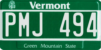 VT license plate PMJ494