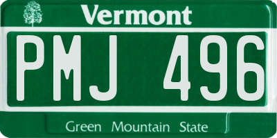 VT license plate PMJ496