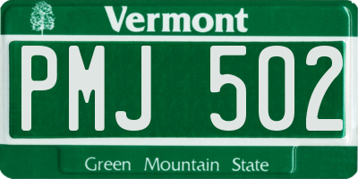 VT license plate PMJ502