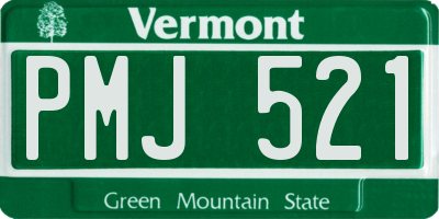 VT license plate PMJ521