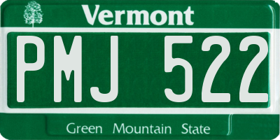 VT license plate PMJ522