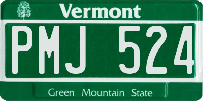 VT license plate PMJ524