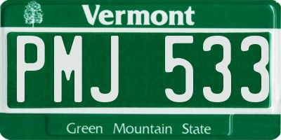 VT license plate PMJ533