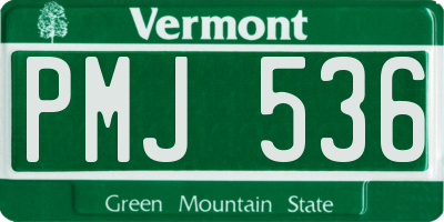 VT license plate PMJ536