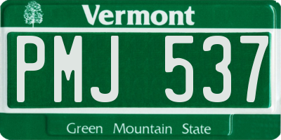 VT license plate PMJ537