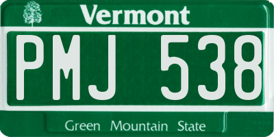 VT license plate PMJ538