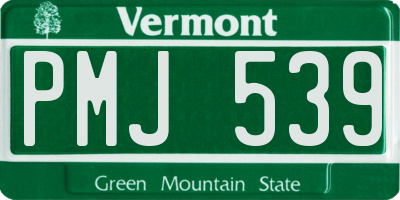 VT license plate PMJ539