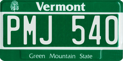 VT license plate PMJ540