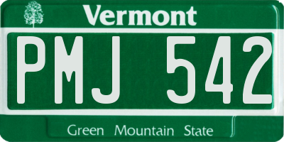VT license plate PMJ542